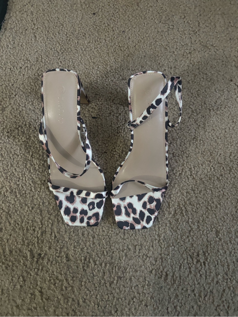 Leopard Print Strappy Block Heel Sandals - Neutral Leopard